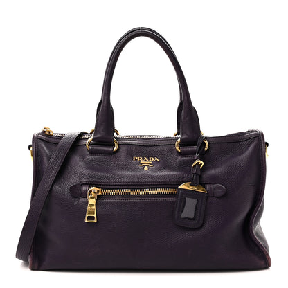 Prada Vitello Daino Shopping Satchel Uva 1 of 12