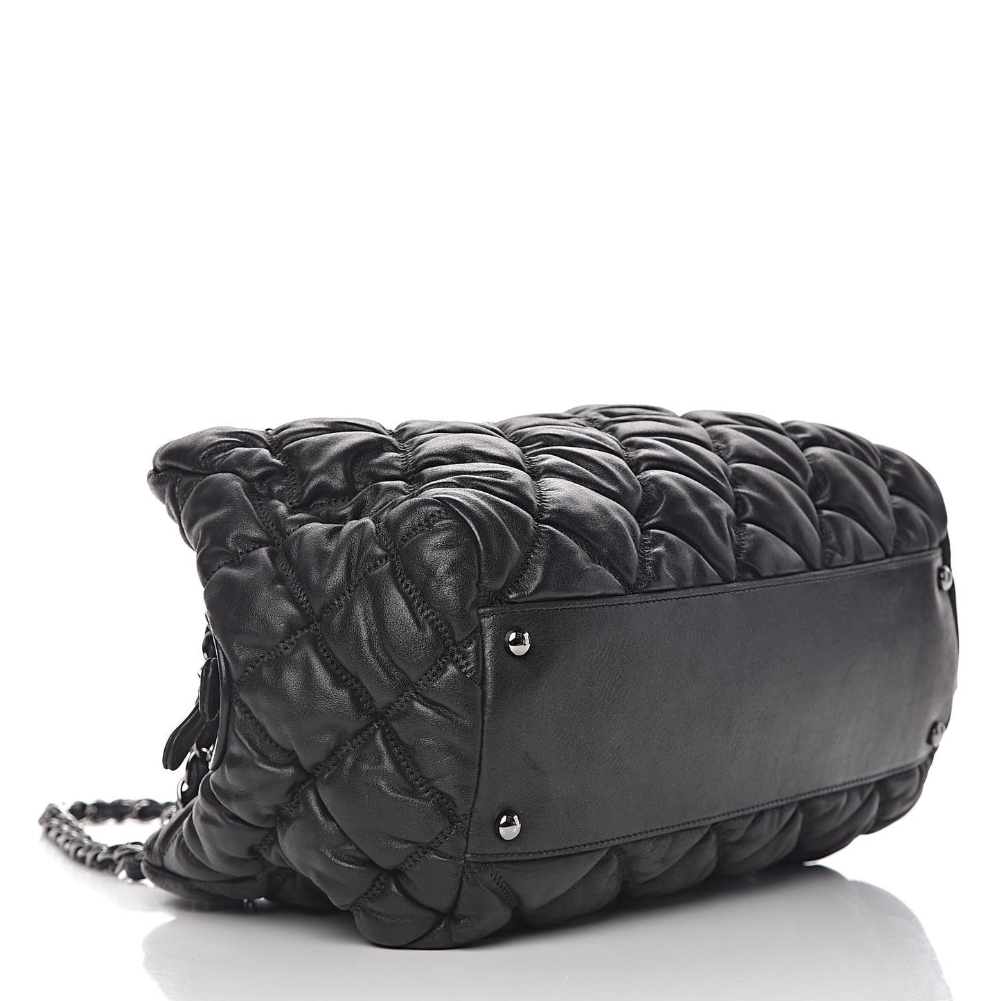 Calfskin Bubble Quilt Bowler Black