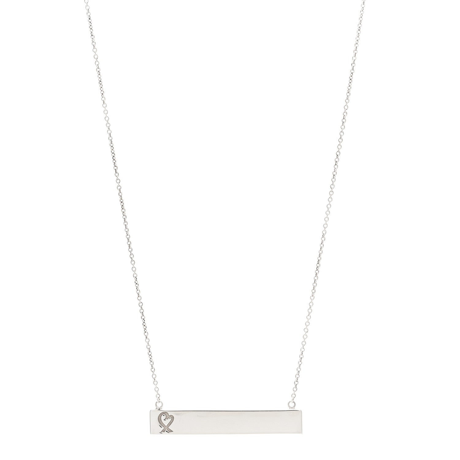 Tiffany Sterling Silver Paloma Picasso Loving Heart Bar Pendant Necklace 1 of 5