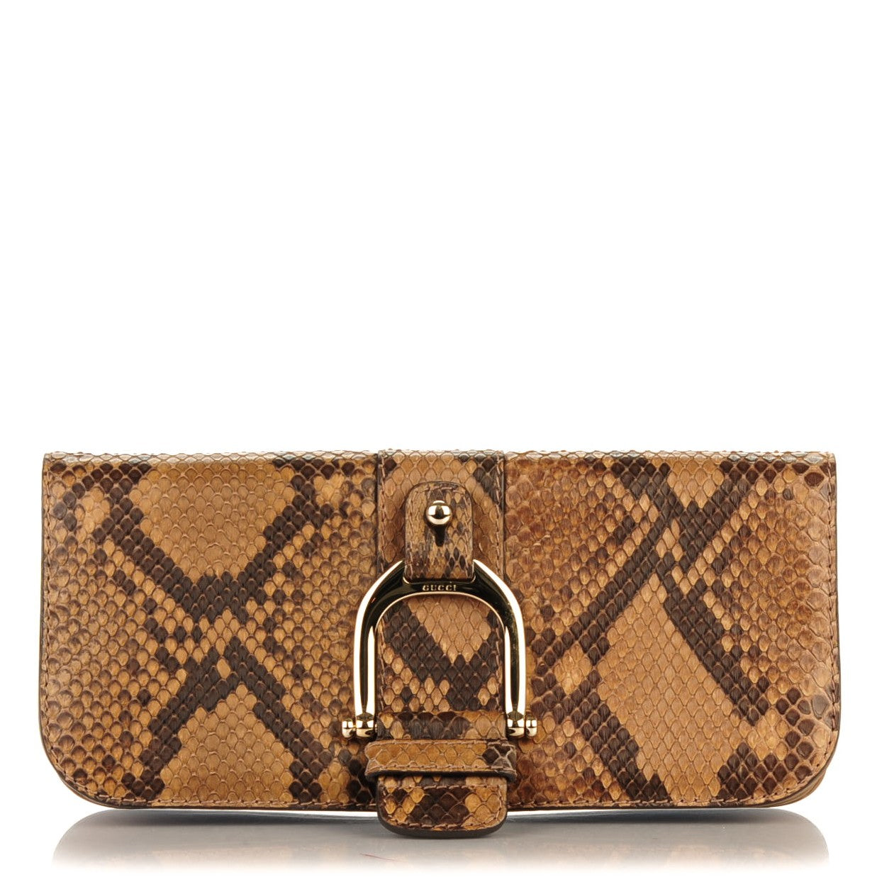 Python Deerskin Greenwich Clutch Brown