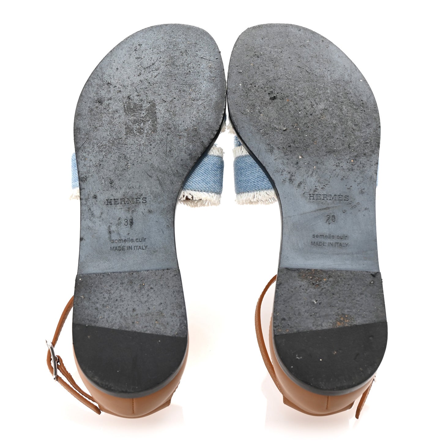 Denim Fringe Santorini Sandals 39 Bleu Clair Naturel