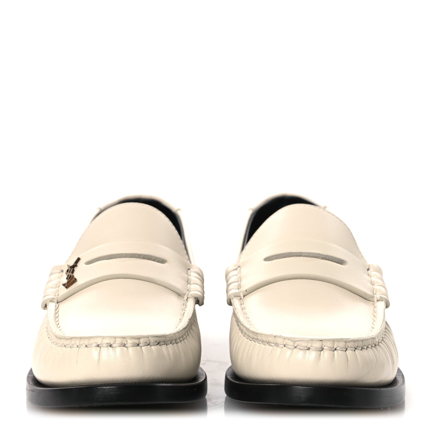 Saint Laurent Calfskin Penny Loafers 36 Pearl 3 of 13
