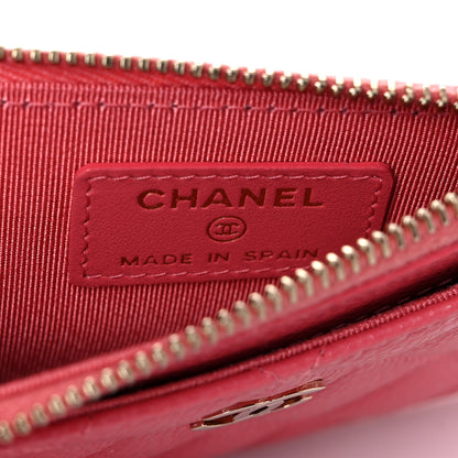 Chanel Caviar Quilted CC Zip Card Holder Pink 6 of 8