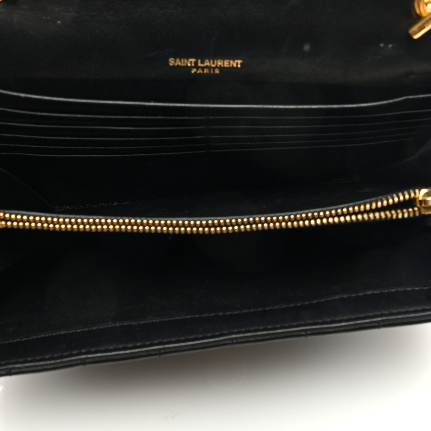Lambskin Matelasse Monogram Vicky Chain Wallet Black