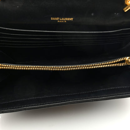 Saint Laurent Lambskin Matelasse Monogram Vicky Chain Wallet Black 5 of 8