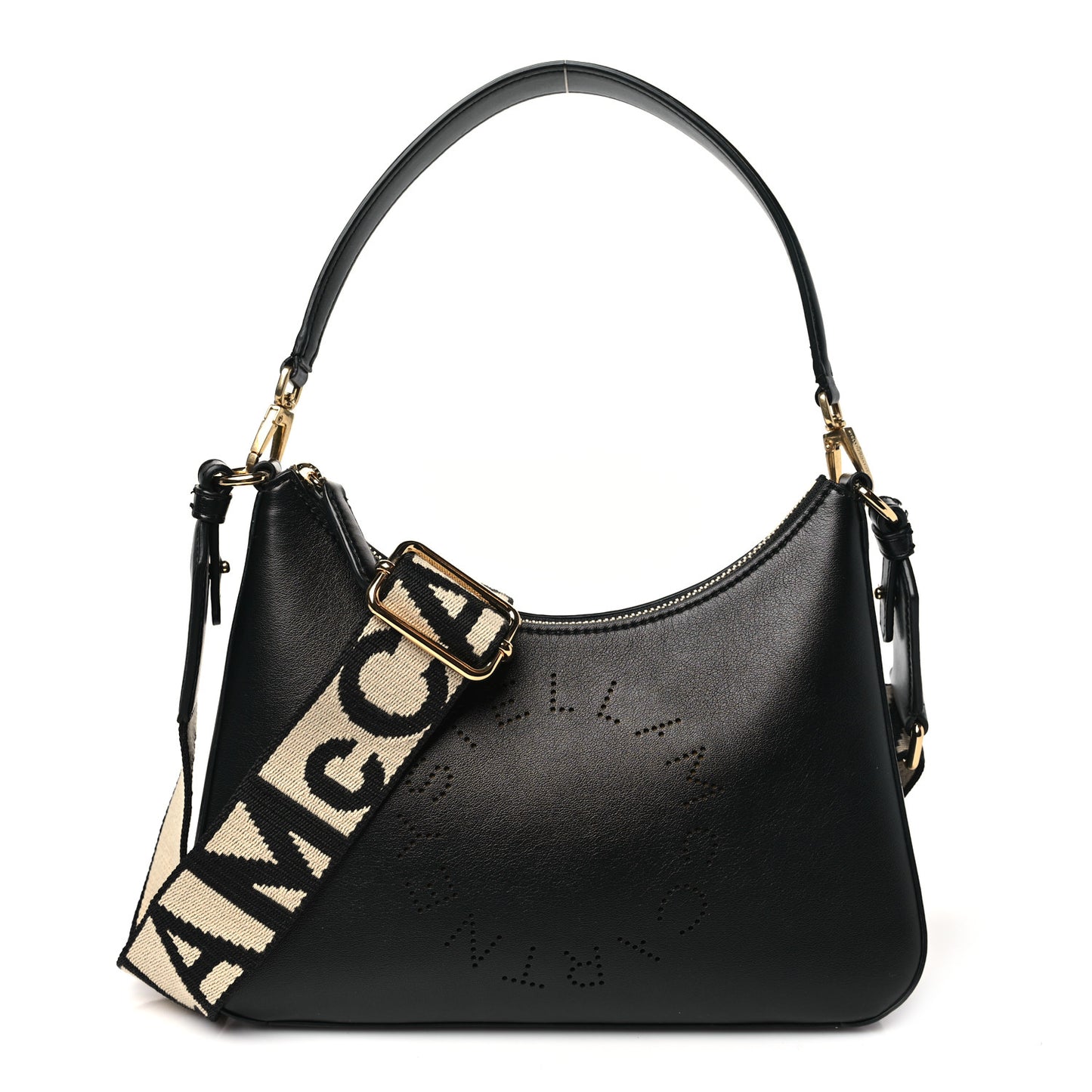 Eco Alter Nappa Perforated Logo Small Shoulder Bag Black