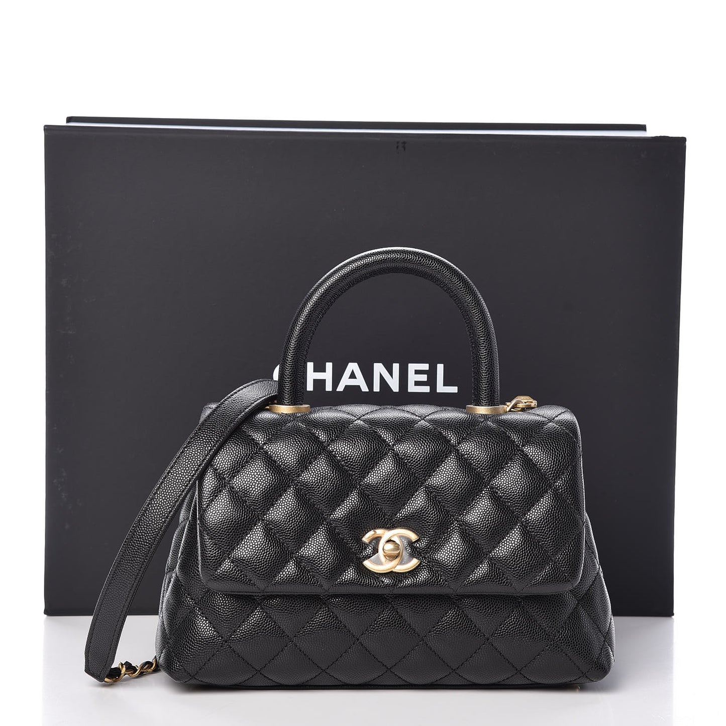 Caviar Quilted Mini Coco Handle Flap Black