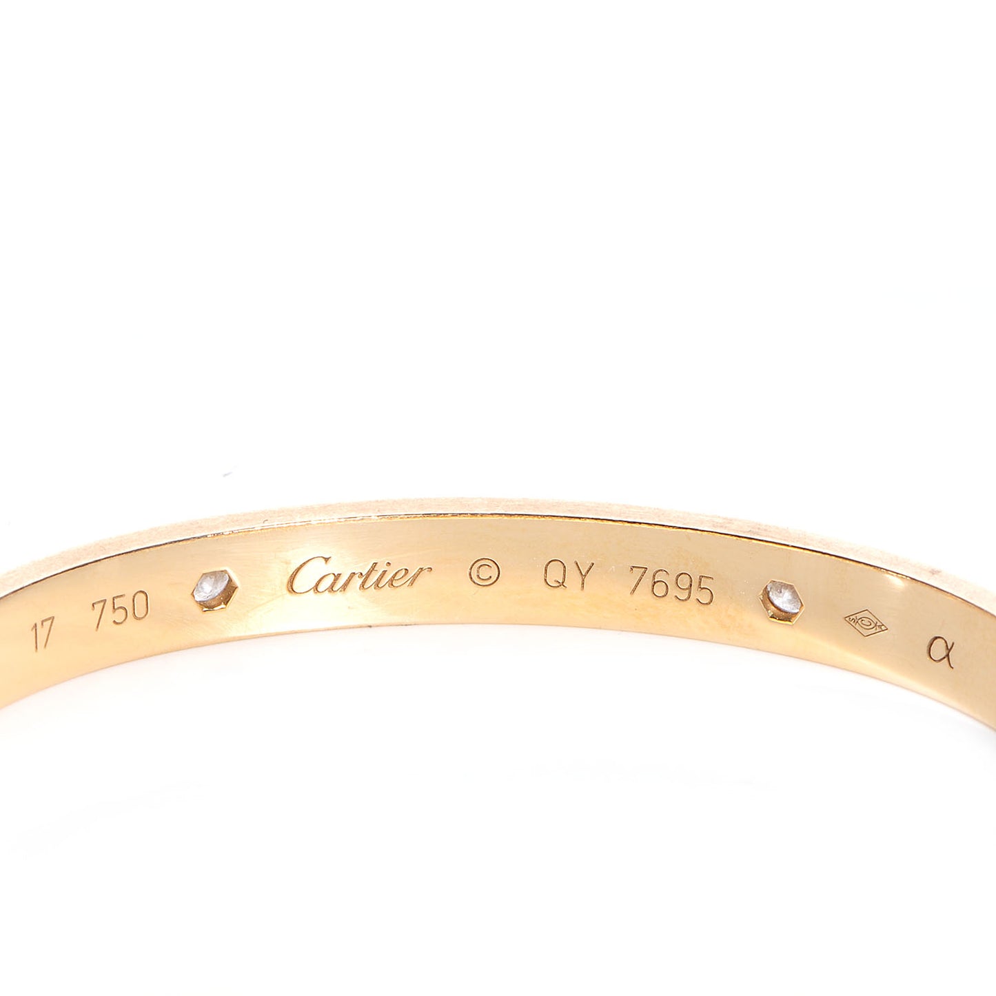 18K Yellow Gold 4 Diamond LOVE Bracelet 17