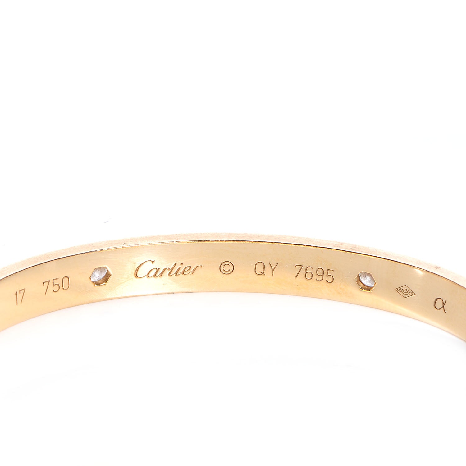 Cartier 18K Yellow Gold 4 Diamond LOVE Bracelet 17 4 of 5