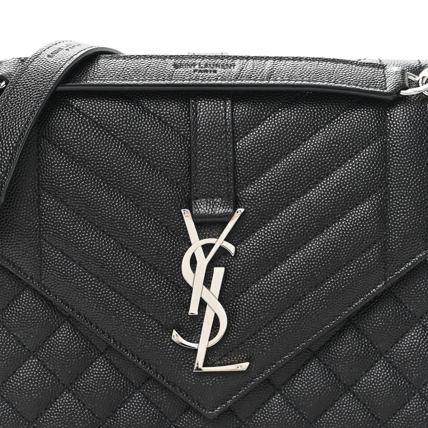 Grain De Poudre Textured Mixed Matelasse Triquilt Medium Monogram Satchel Black