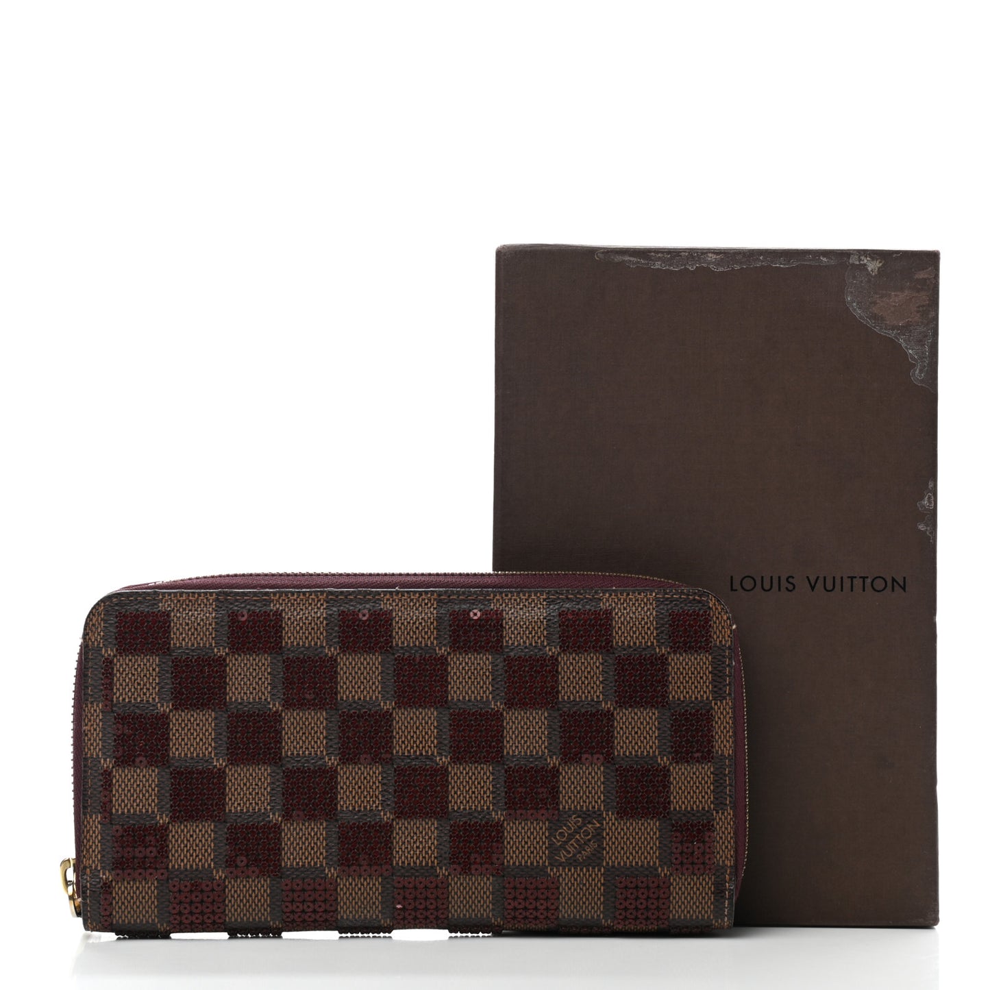Damier Paillettes Zippy Wallet Red