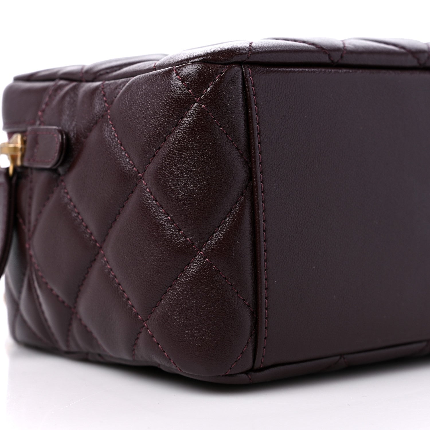 Chanel Lambskin Quilted Mini Wenge Wood Bowling Bag Burgundy 8 of 10