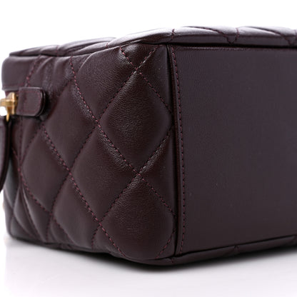 Chanel Lambskin Quilted Mini Wenge Wood Bowling Bag Burgundy 8 of 10