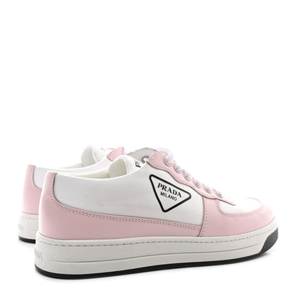 Prada Vitello Sport Spazzolato Rois Rubber Triangle Logo Perforated Womens District Low Top 30mm Sneakers 38.5 White Alabastro 4 of 9