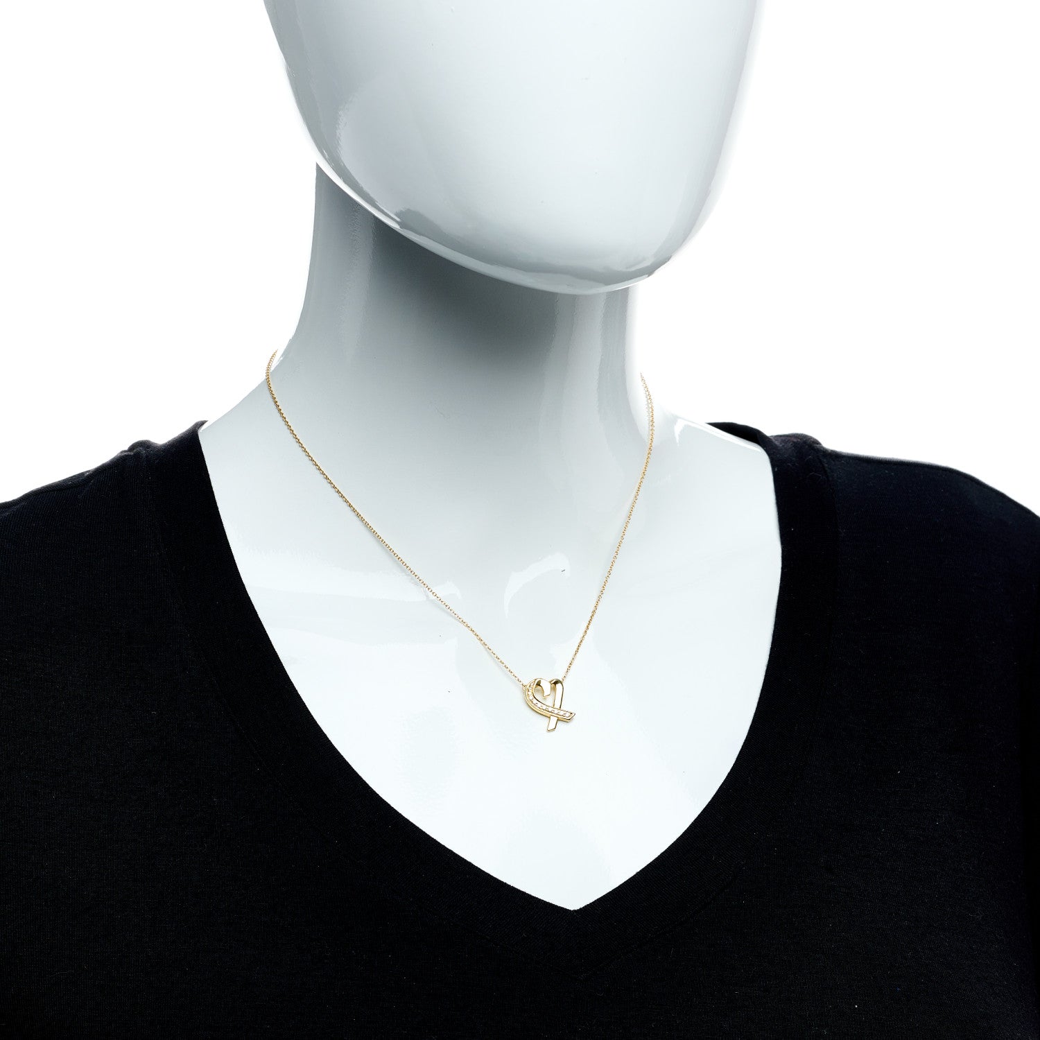 Tiffany 18K Yellow Gold Diamond Small Paloma Picasso Loving Heart Pendant Necklace 2 of 8