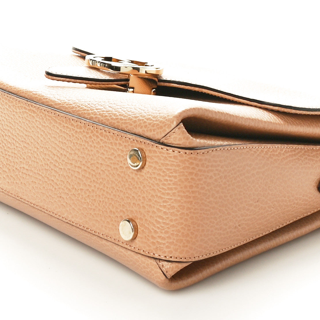Dollar Calfskin Interlocking G Top Handle Shoulder Bag Camelia