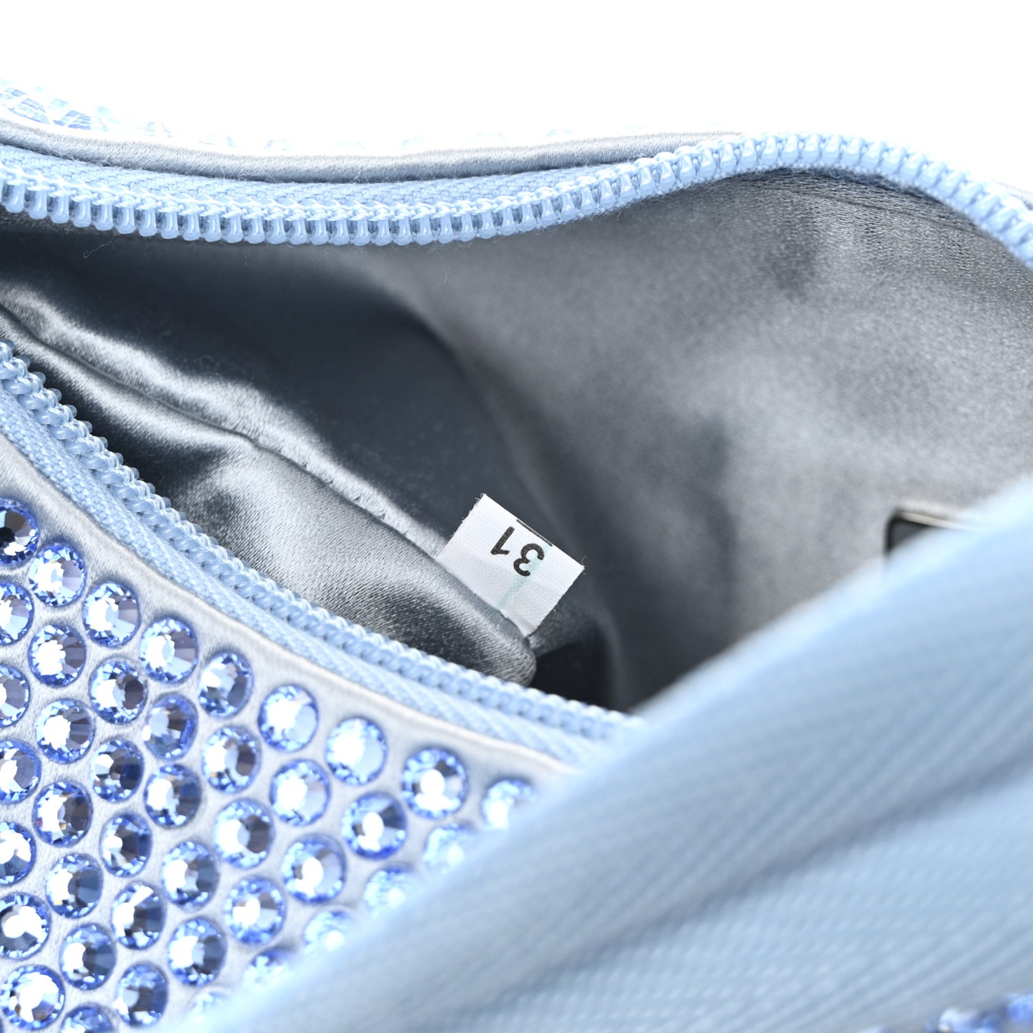 Satin Crystal Mini Re-Edition 2000 Bag Celeste