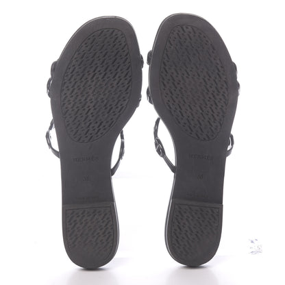 Hermes Rubber Chaine d'Ancre Rivage Sandals 38 Black 5 of 7