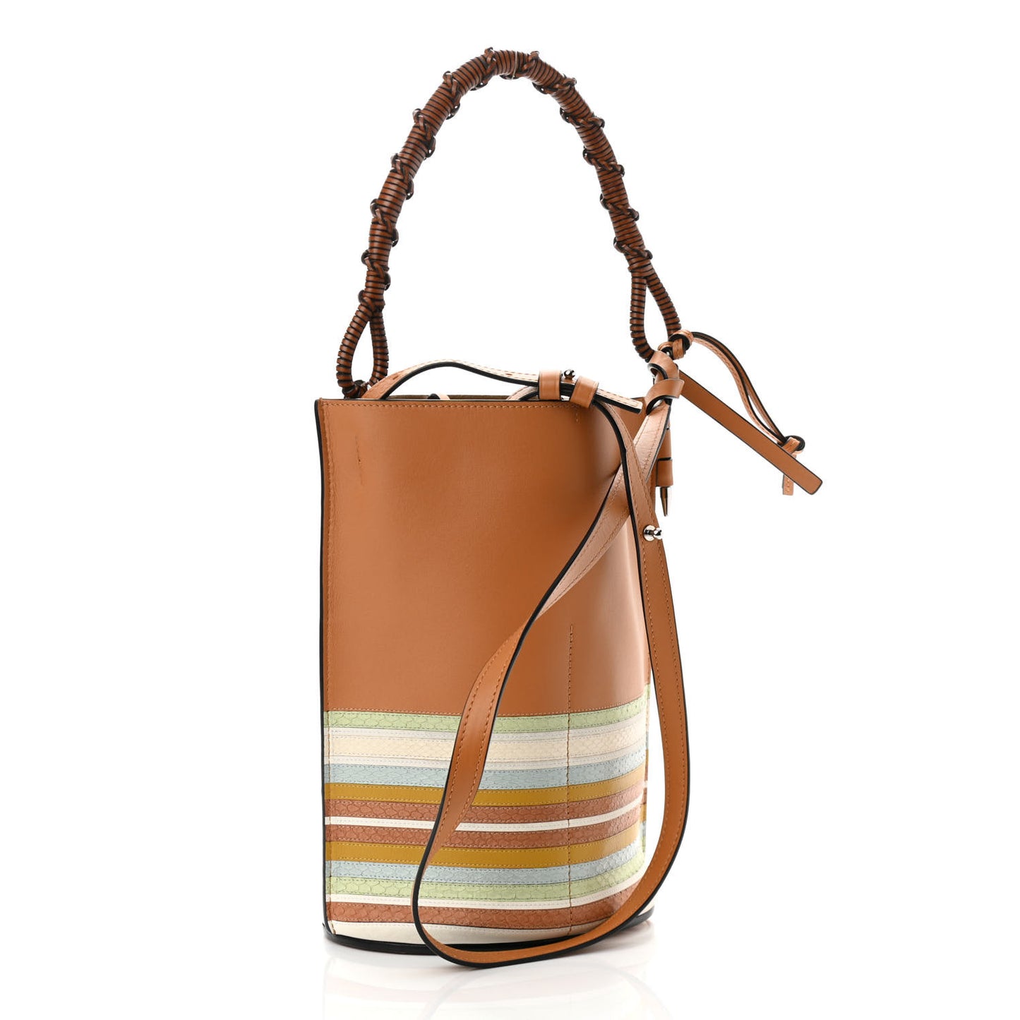 Calfskin Snakeskin Marine Gate Bucket Bag Multicolor