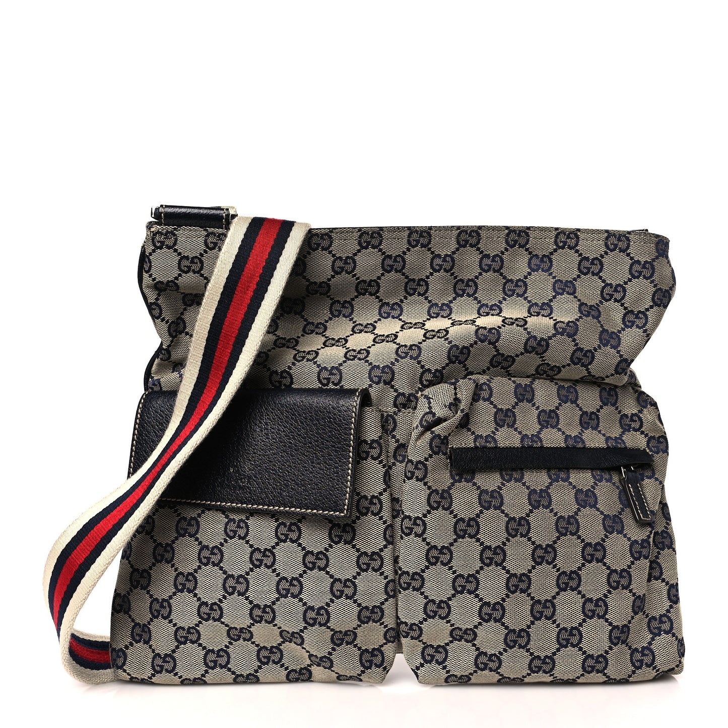 Monogram Web Medium Double Pocket Messenger Blue