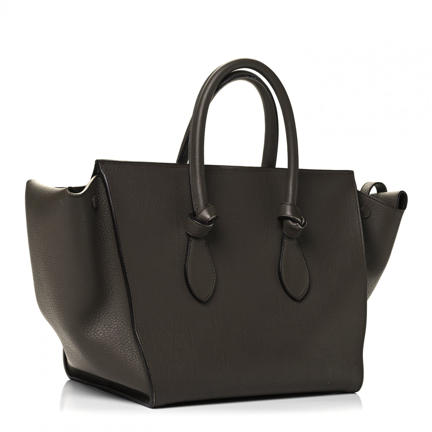 Celine Crisped Calfskin Small Tie Knot Tote Dark Khaki 2 of 4