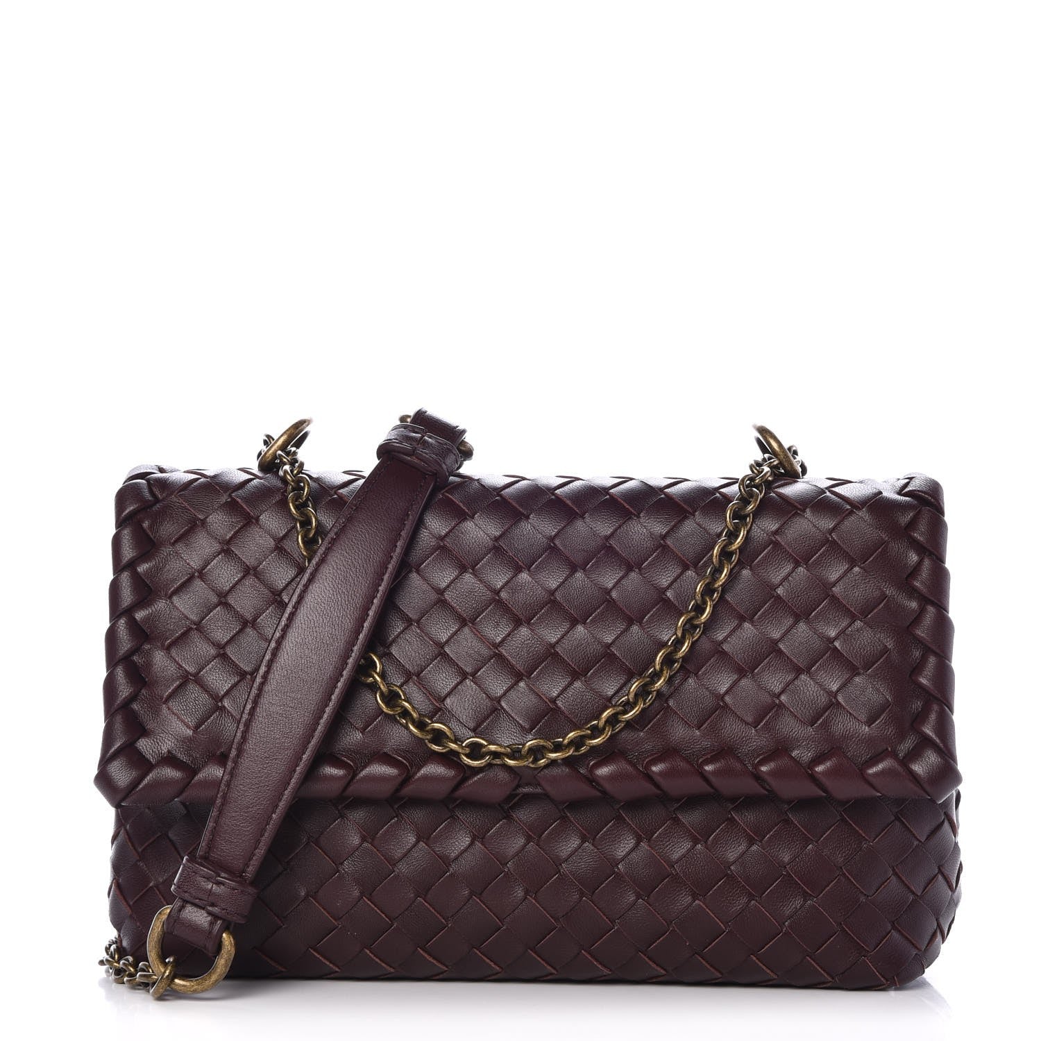 Bottega Veneta Nappa Intrecciato Baby Olimpia Shoulder Bag Dark Barolo 1 of 9