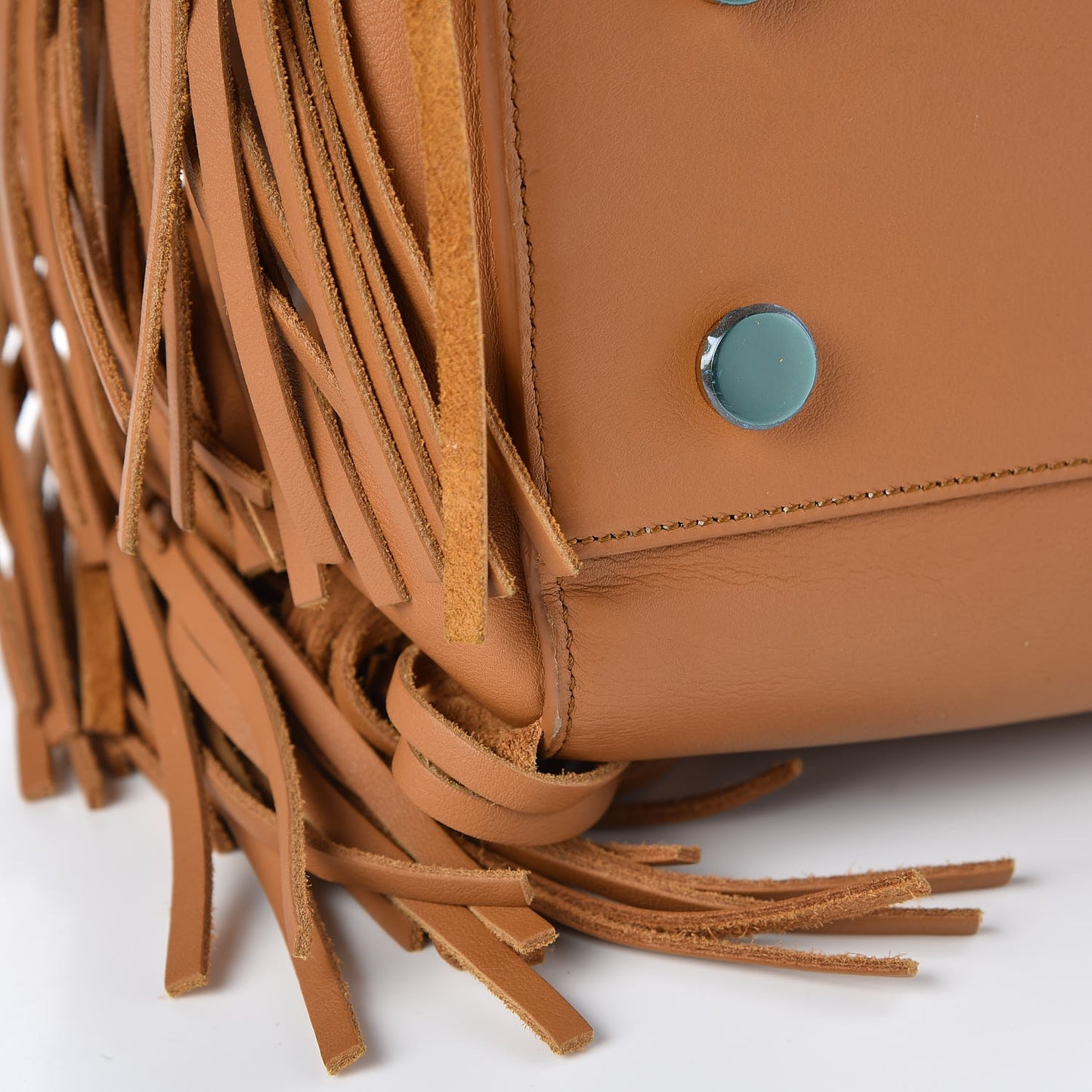 Calfskin Small Rive Gauche Fringe Tote Tan