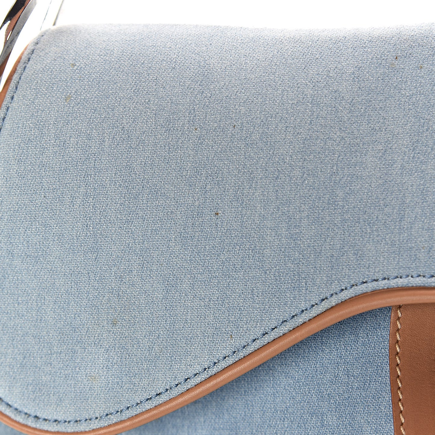 Denim Calfskin Double Saddle Bag Light Blue