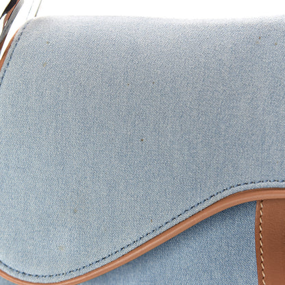 Christian Dior Denim Calfskin Double Saddle Bag Light Blue 10 of 11