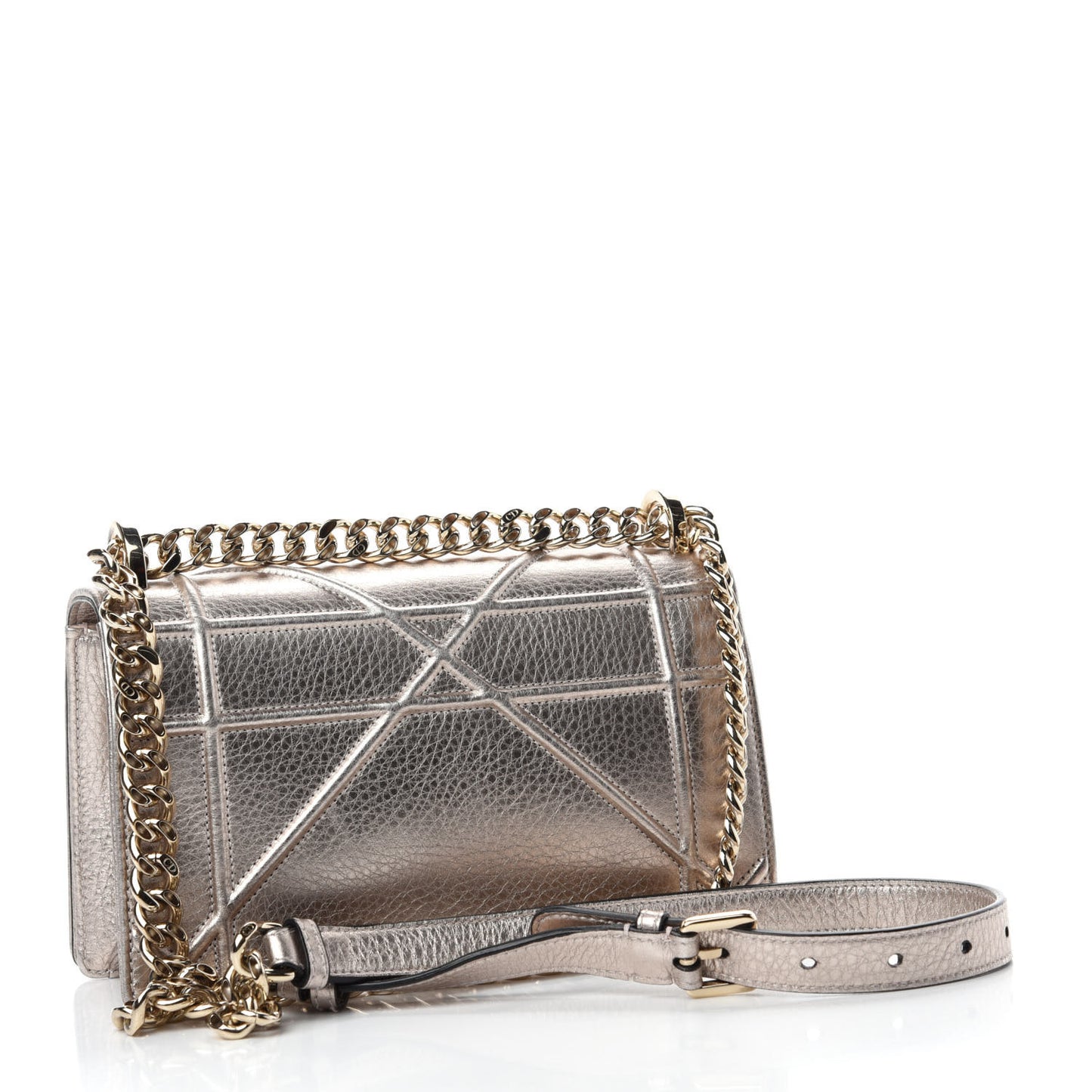 Metallic Grained Calfskin Small Diorama Flap Bag Copper