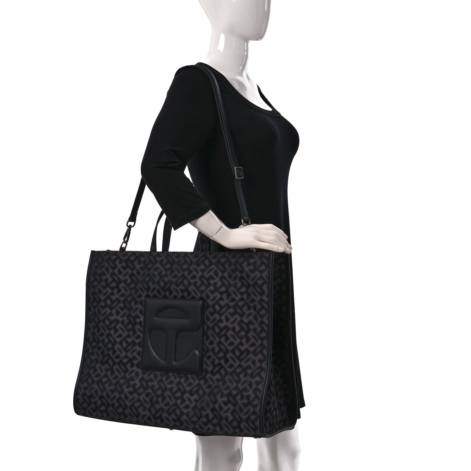 Telfar Monogram Jacquard Large Shopping Bag Black 2 of 8