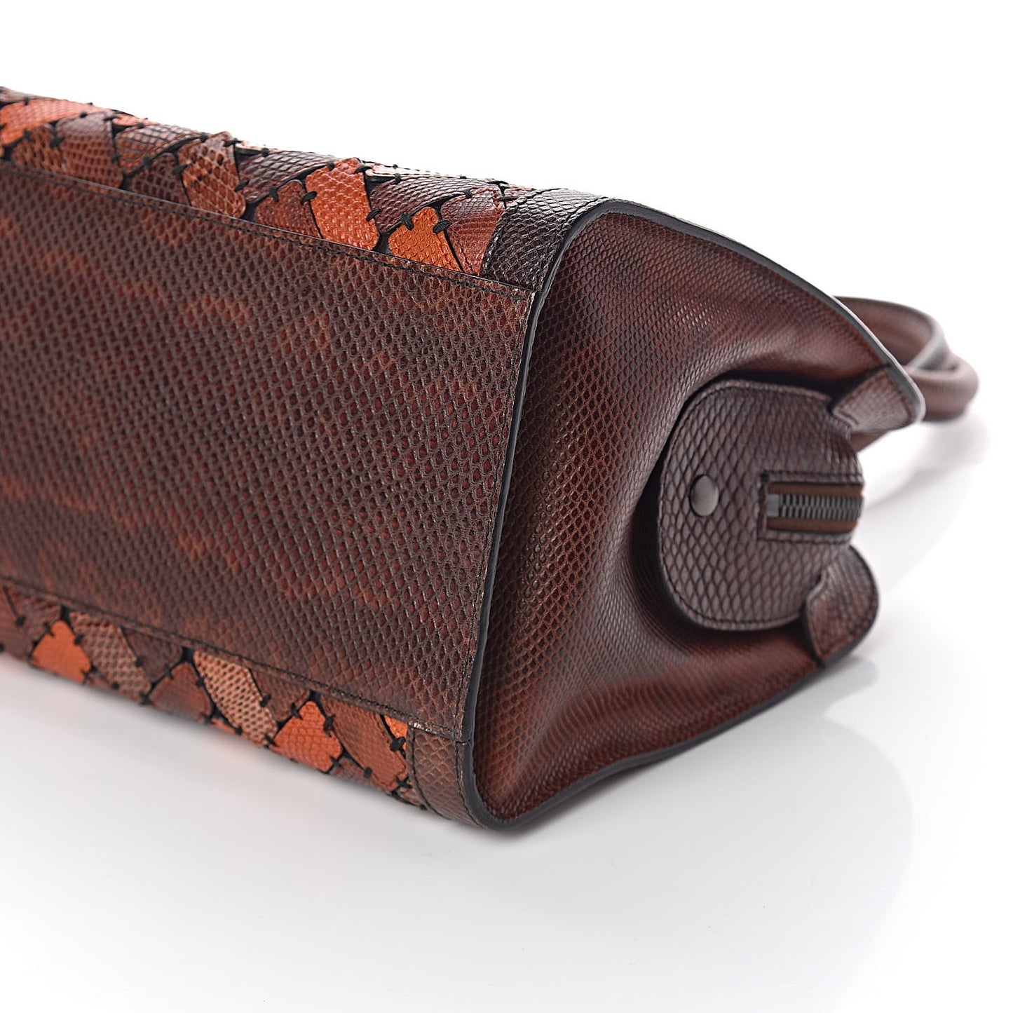 Ayers Karung Intrecciato Patchwork Shoulder Bag Ash Scuro Rust Clay
