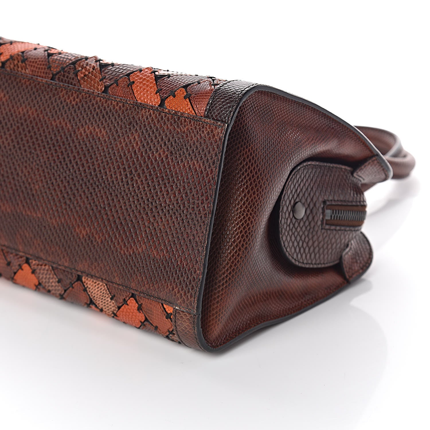Bottega Veneta Ayers Karung Intrecciato Patchwork Shoulder Bag Ash Scuro Rust Clay 8 of 13