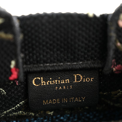 Christian Dior Raffia Embroidered Petites Fleurs Mini Book Tote Phone Bag Navy Blue Multicolor 6 of 12