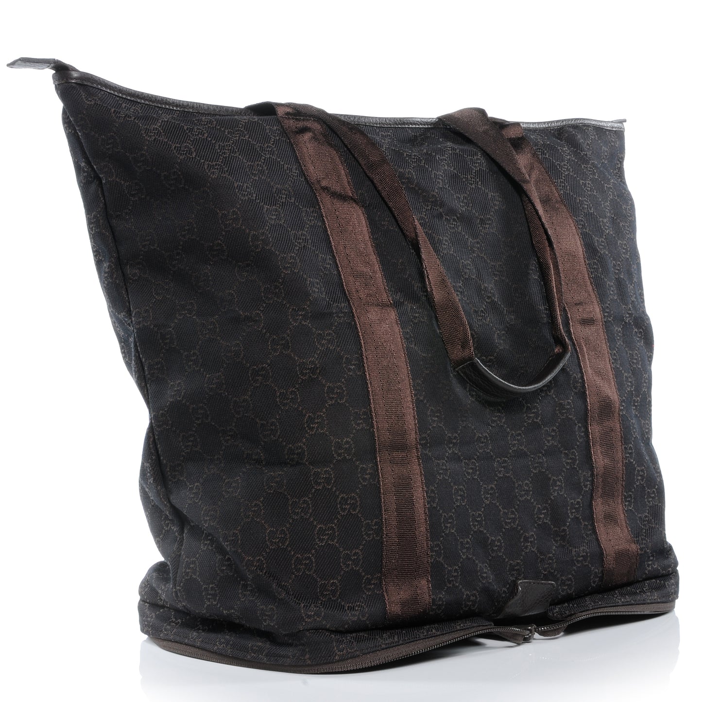 Denim Monogram Large Collapsible Travel Tote Dark Brown