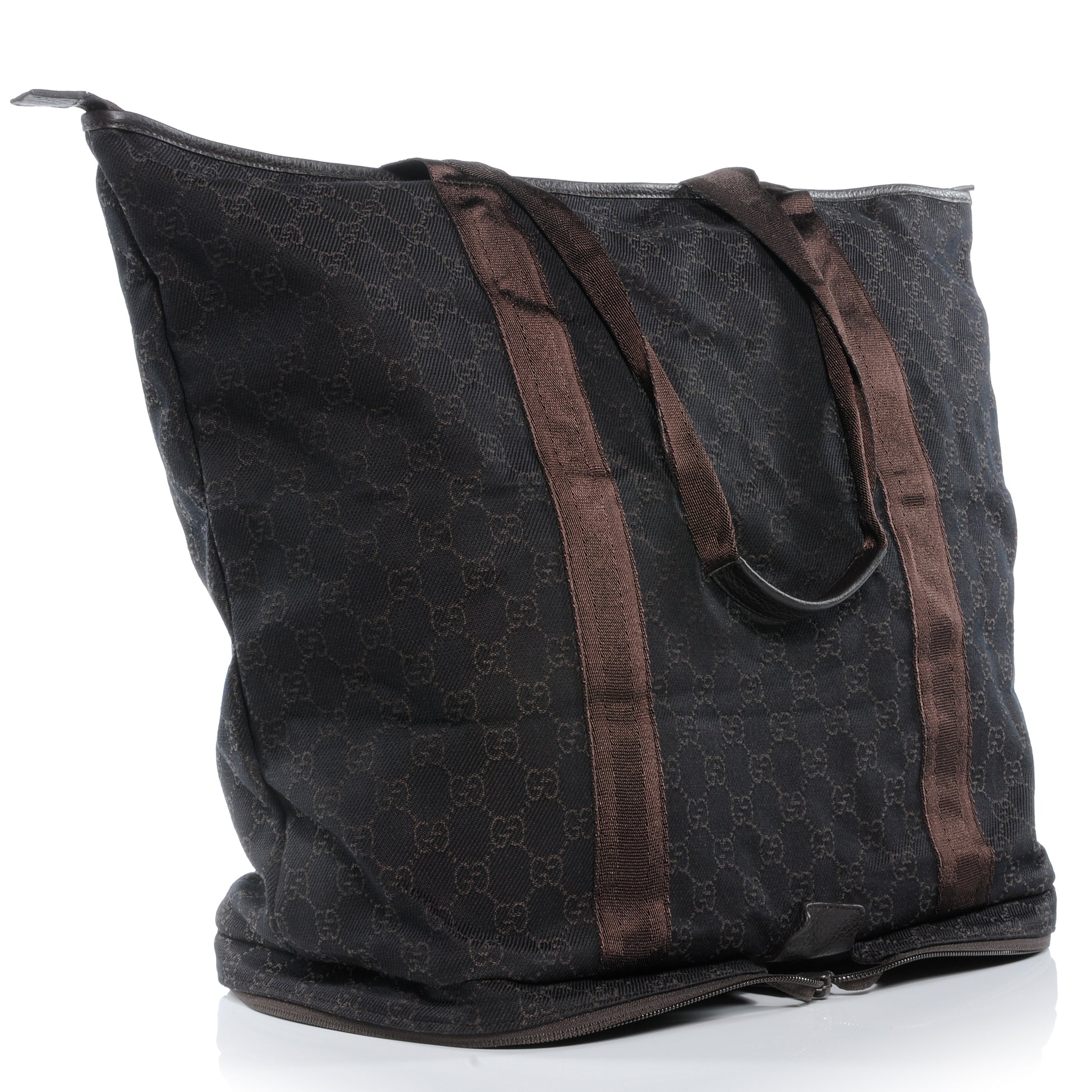 Gucci Denim Monogram Large Collapsible Travel Tote Dark Brown 3 of 8
