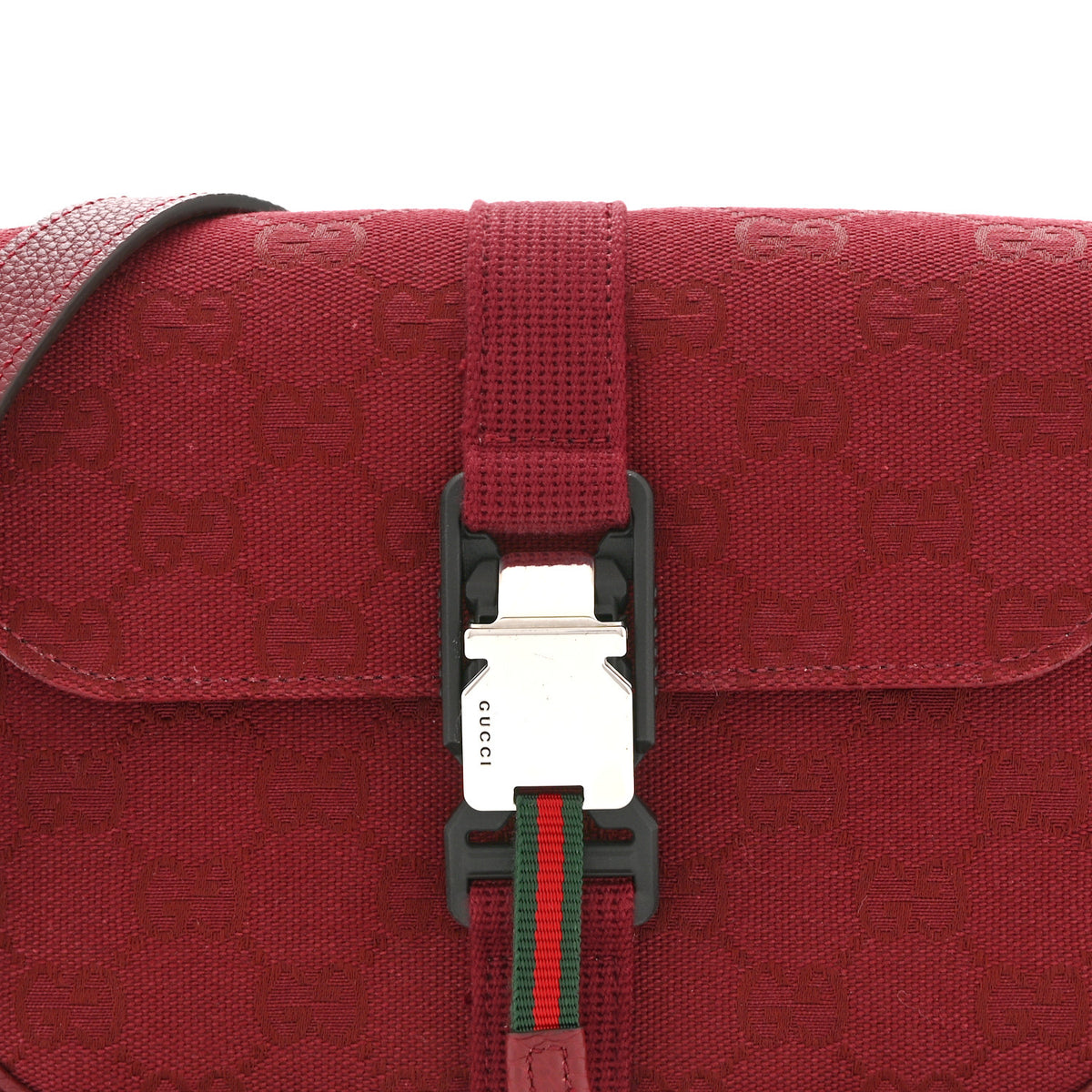 Monogram Textured Dollar Calfskin Web Mini Messenger Bag Rosso Ancora