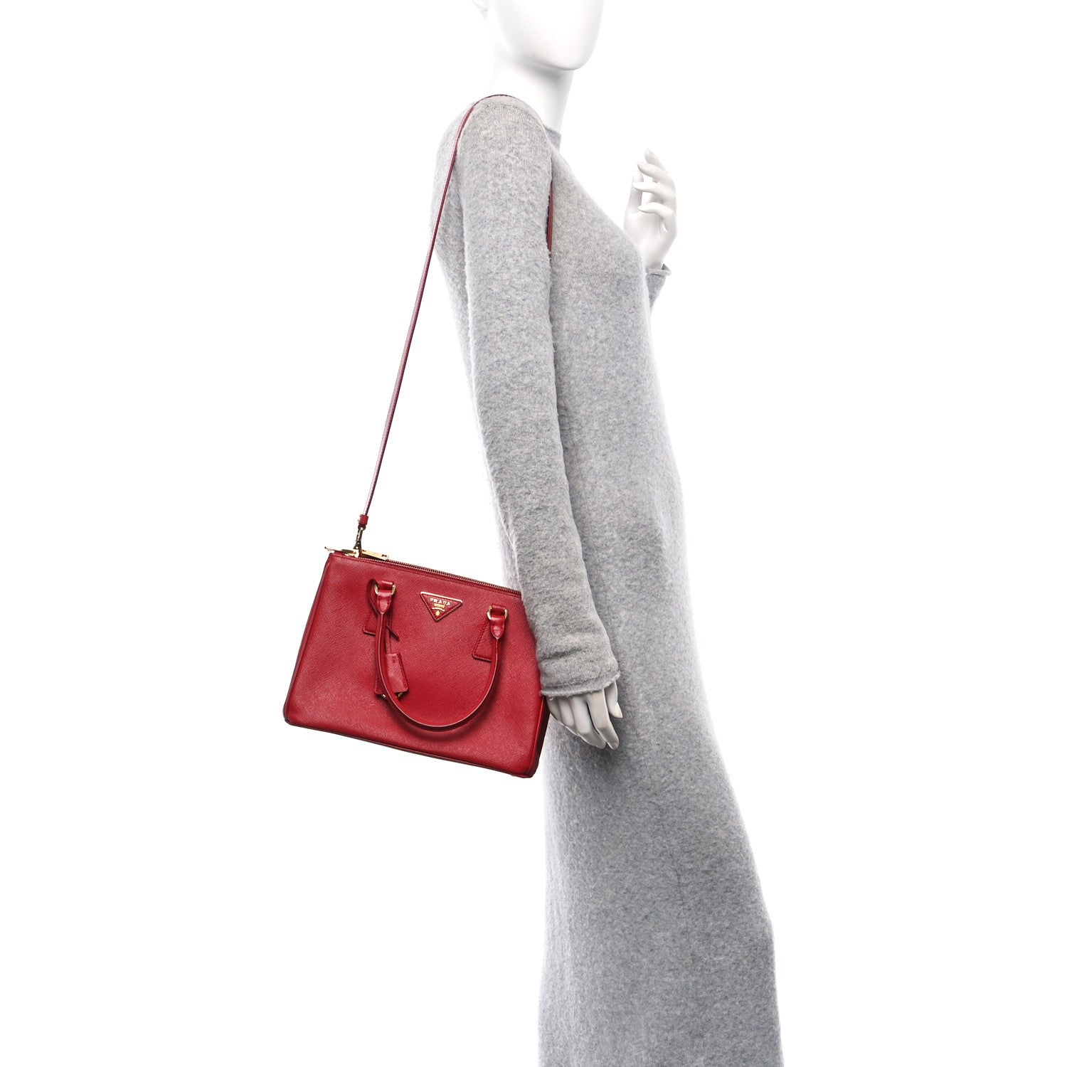 Prada Saffiano Small Galleria Double Zip Tote Fuoco 2 of 10