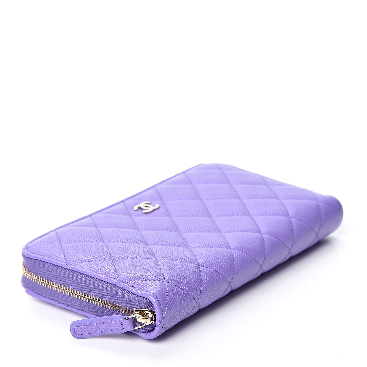 Caviar Quilted Large Gusset Zip Around Wallet Purple