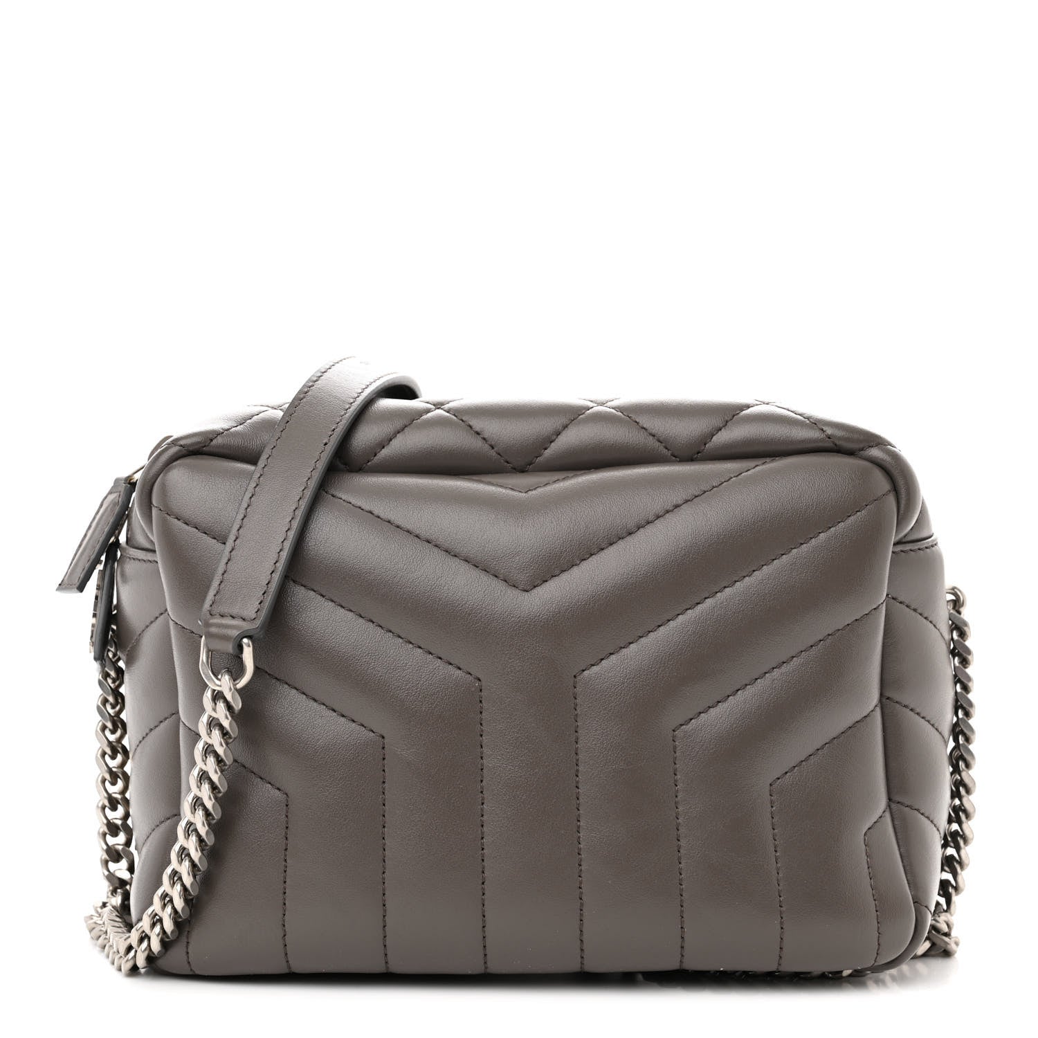 Saint Laurent Calfskin Y Quilted Monogram Small Loulou Bowling Bag Earth 1 of 12