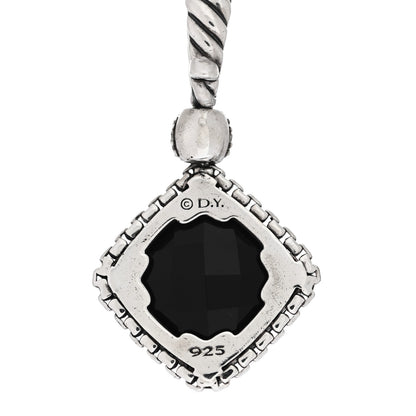 David Yurman Sterling Silver Diamond Black Onyx 14mm Cushion On Point Pendant 3 of 3