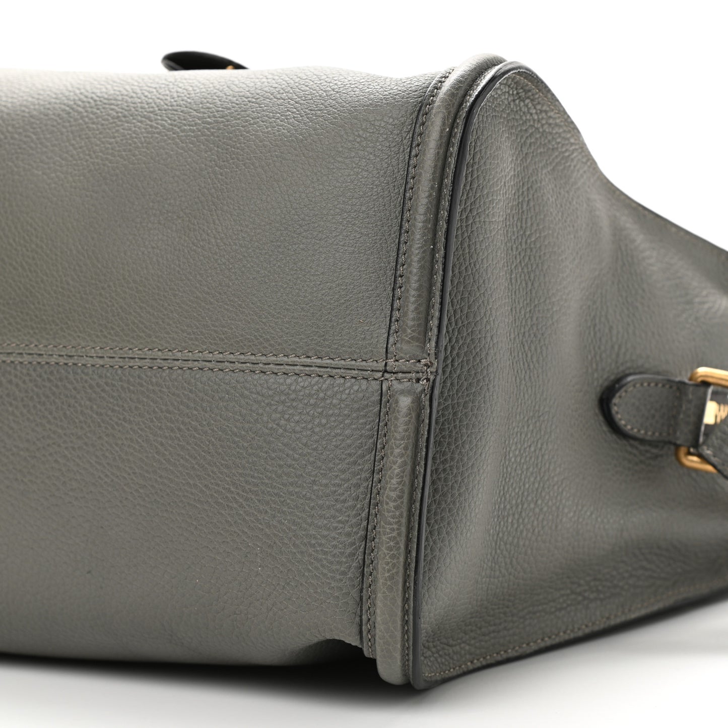 Pebbled Calfskin Small Skull Padlock Zip Around Tote Grey