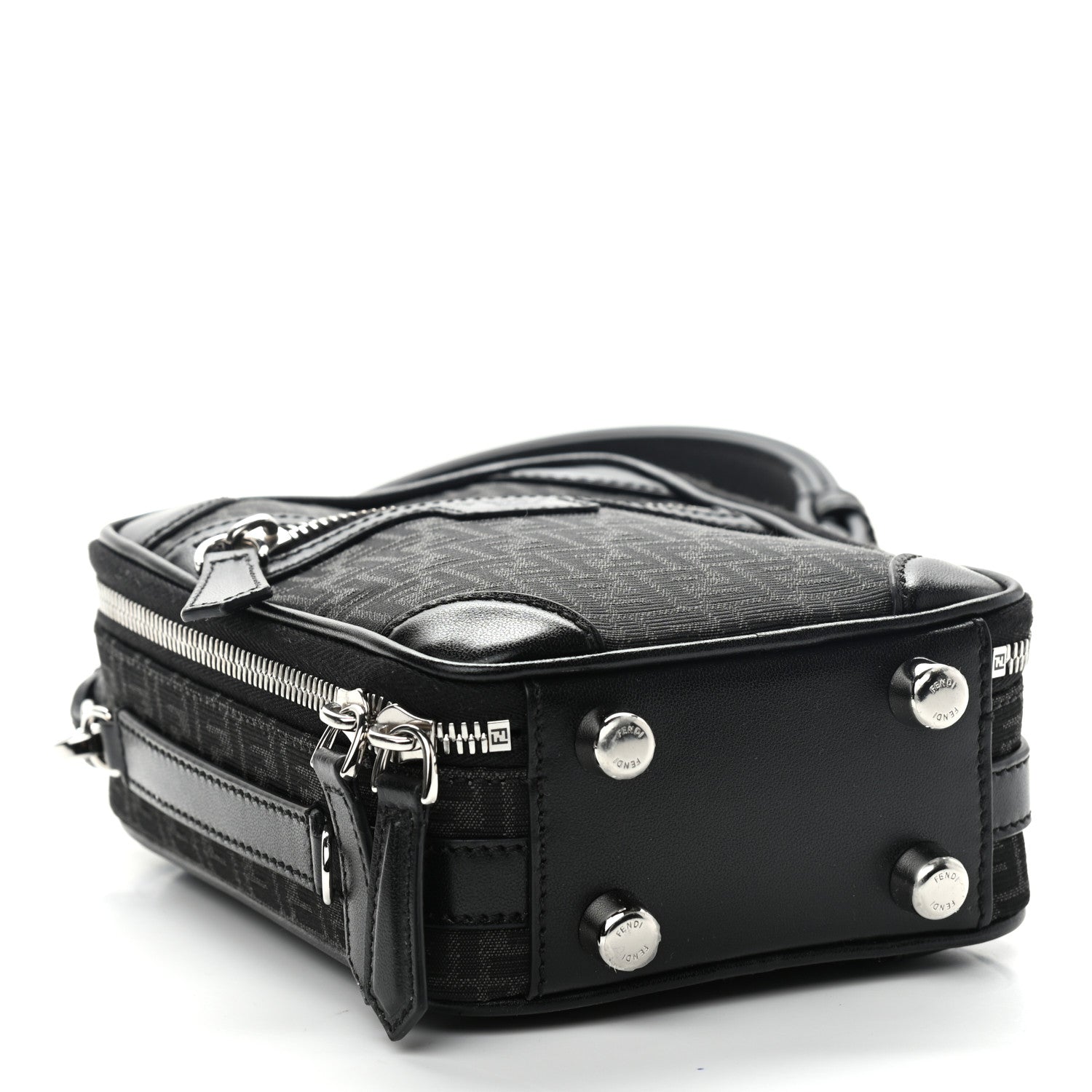 Fendi Recycled Fabric Jacquard Vitello Astro Micro FF Mini Trolley Bag Asfalto Black 4 of 11