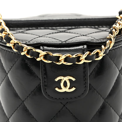Chanel Lambskin Quilted Chain Top Handle Vanity With Chain  Black 9 of 11
