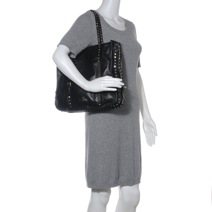 Valentino Garavani Vitello Rockstud Shopper Tote Black 2 of 8
