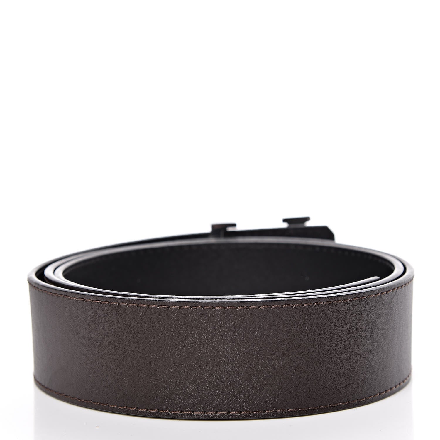 Louis Vuitton Calfskin 40mm LV Initiales Reversible Belt 100 40 Dark Brown Black 3 of 8