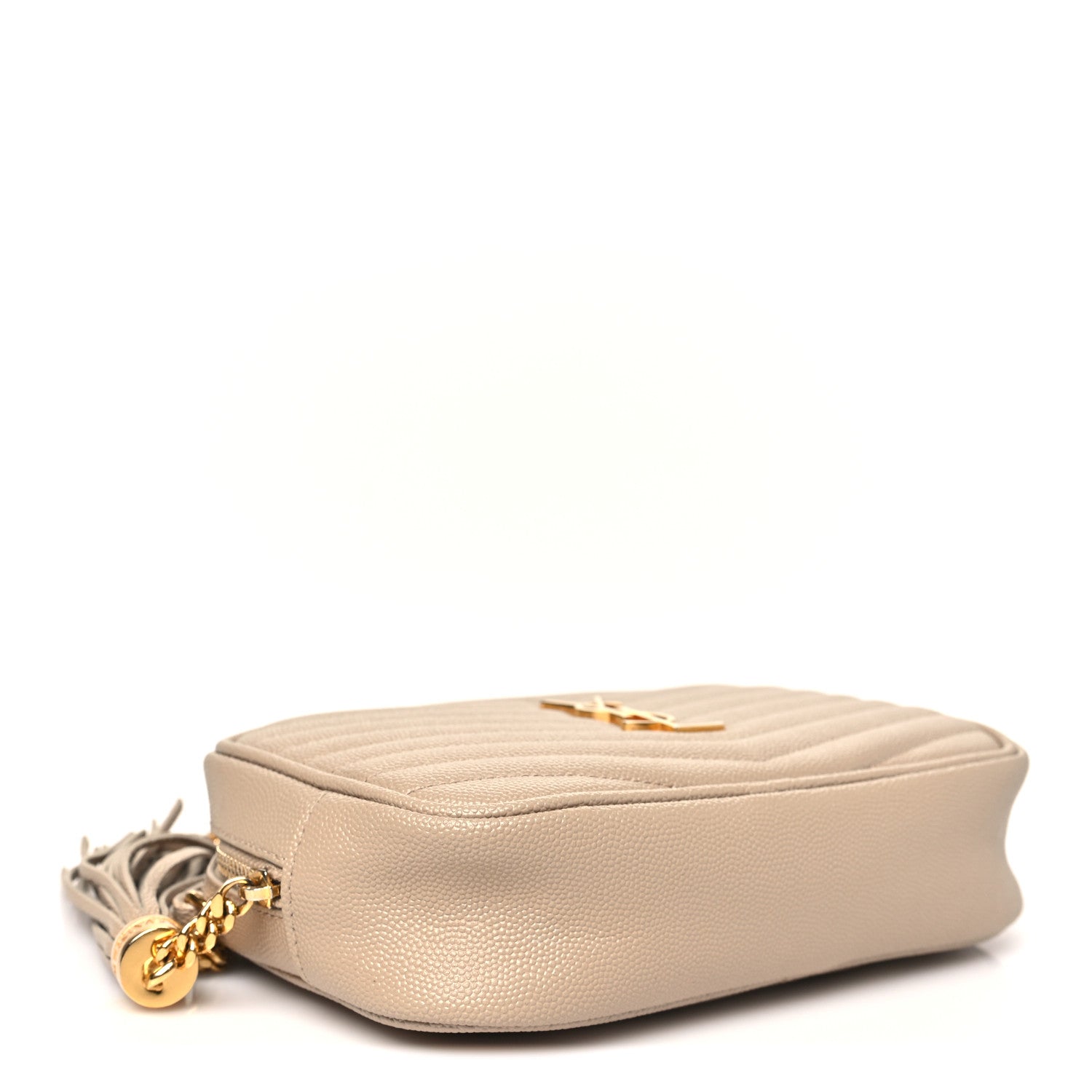 Saint Laurent Grain De Poudre Matelasse Monogram Mini Lou Camera Bag Dark Beige 4 of 11