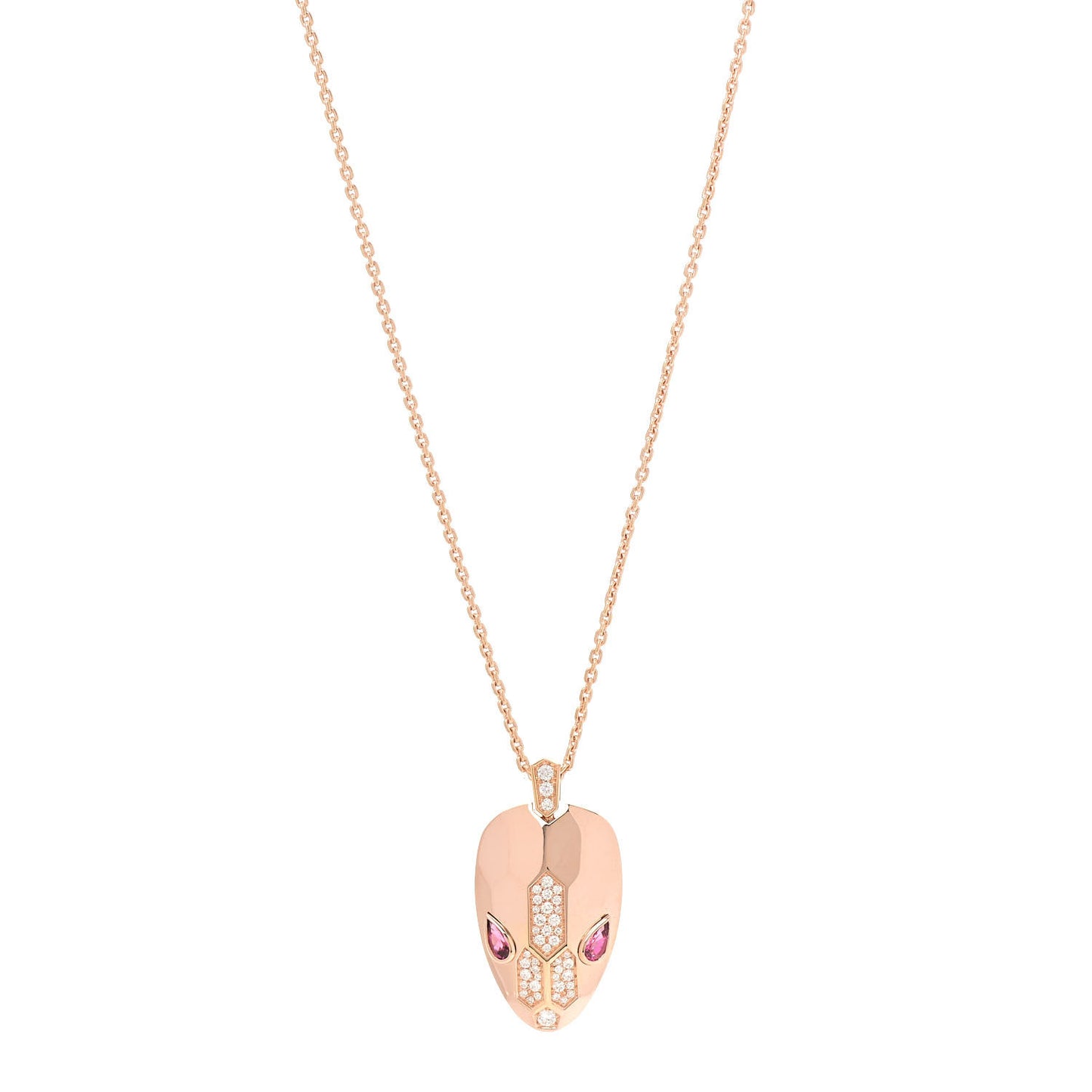 18K Rose Gold Diamond Tourmaline Serpenti Seduttori Pendant Necklace
