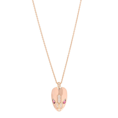 Bulgari 18K Rose Gold Diamond Tourmaline Serpenti Seduttori Pendant Necklace 1 of 6