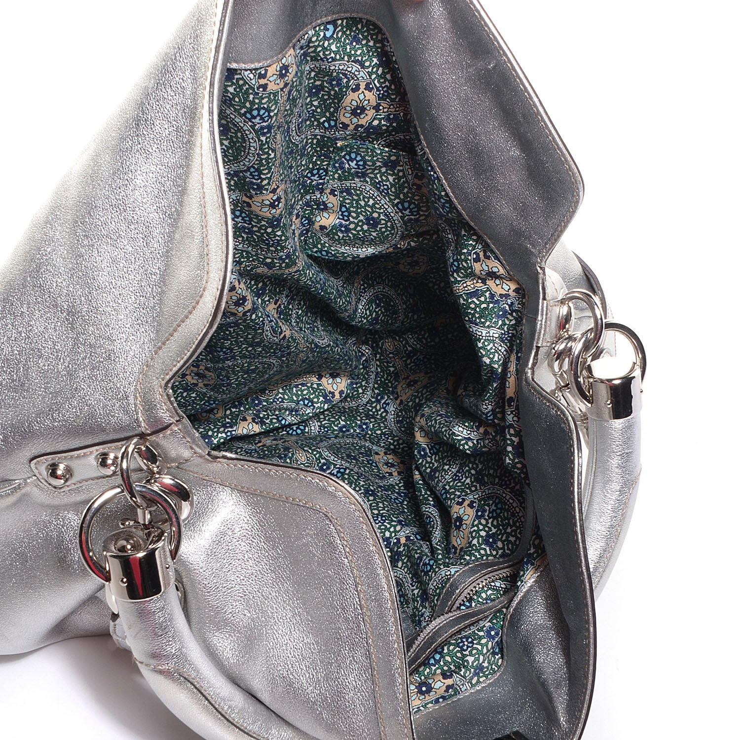 Gucci Leather Large Indy Top Handle Hobo Silver 5 of 7